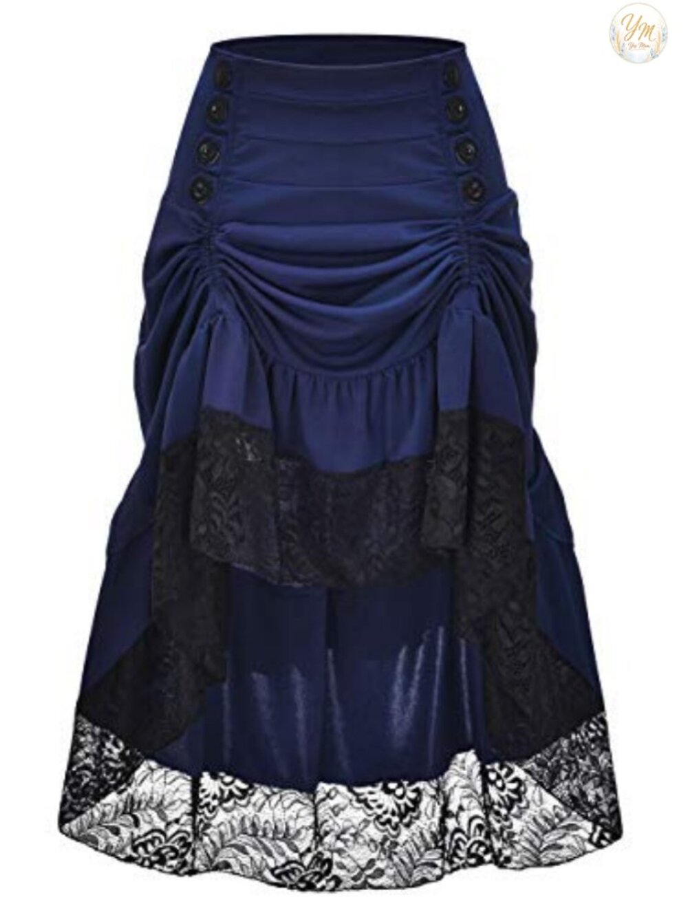 Gothic Steampunk Linen High Low Ruffle Skirt Asymmetrical